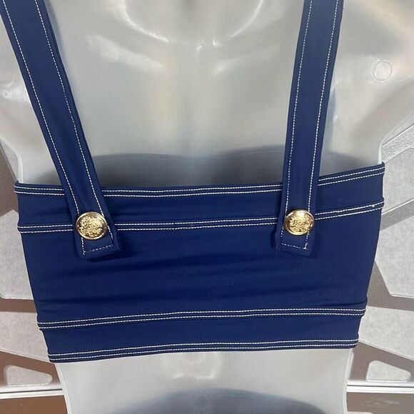 Oye Lavinia Bikini Swimsuit Set Blue Bandeau High Waisted NWT - Picture 9 of 16